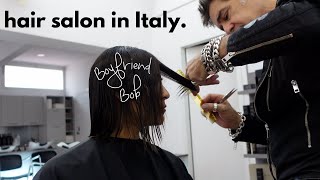 chopping my hair off in an Italian salon