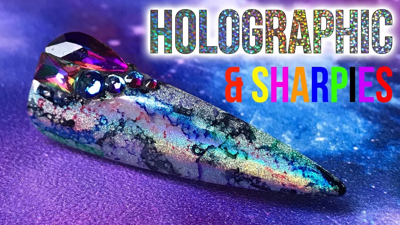 Sharpie and Holochrome Nail Design  - Step by Step Tutorial
