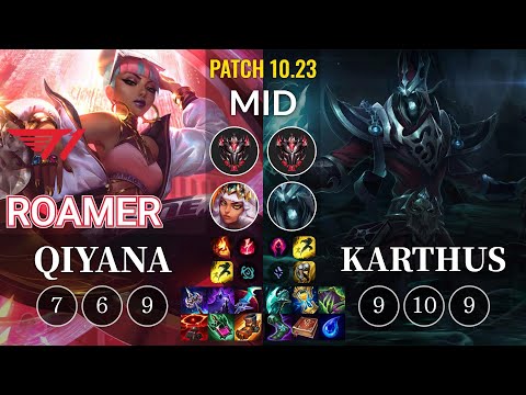 T1 Roamer Qiyana vs Karthus Mid - KR Patch 10.23