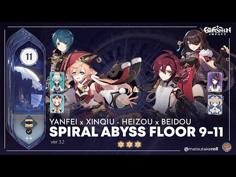 Yanfei C6 x Heizou C2 - Spiral Abyss 3.2 floor 9-11 - 4 Star Characters
