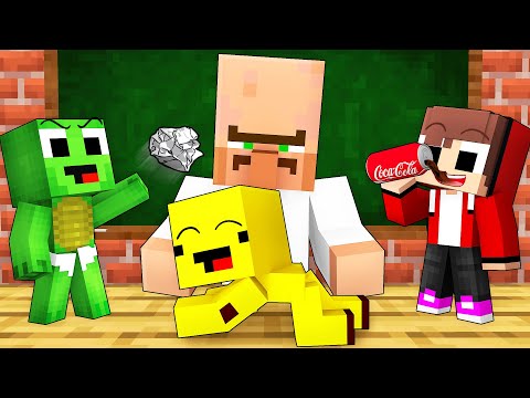 Baby Mikey, JJ and Banana Kid Come To School - Maizen Minecraft Animation