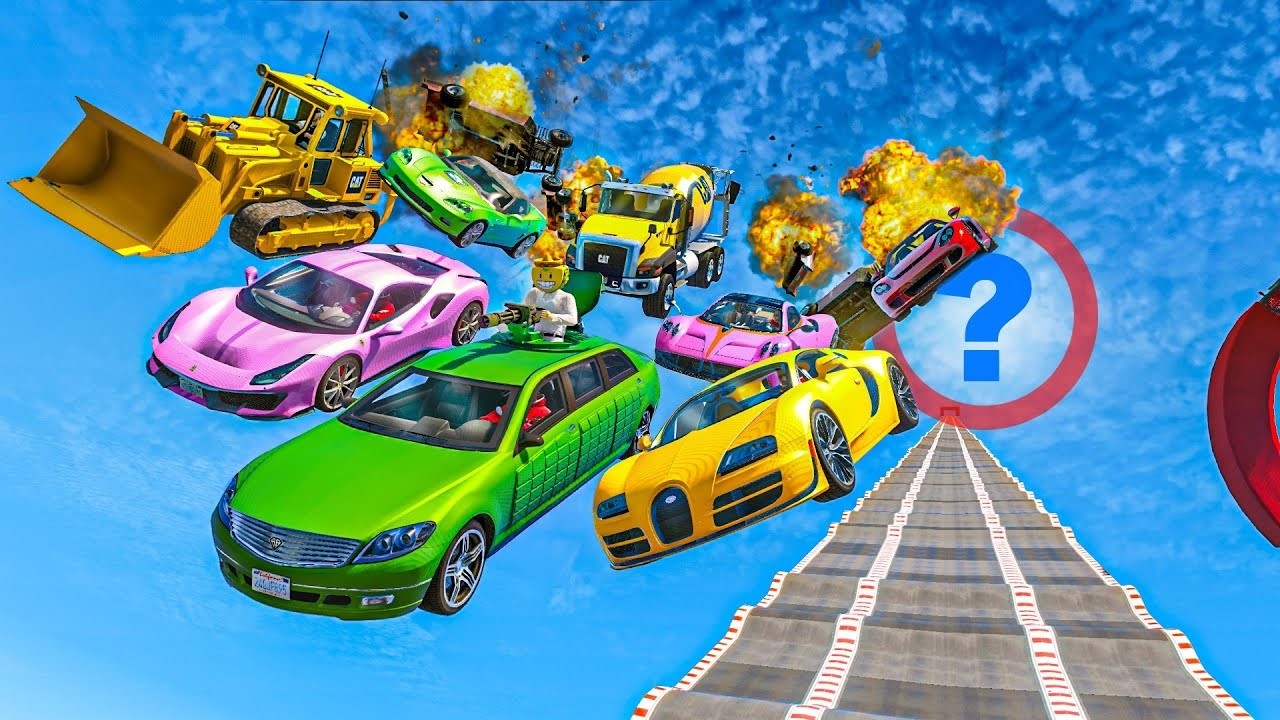 MEGA RAMPA CON COCHES ALEATORIOS! LOCURA MÁXIMA!! - GTA 5 ONLINE