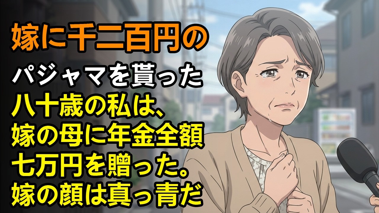 嫁に千二百円のパジャマを貰った80歳の私は、嫁の母に年金全額七万円のプレゼントをした。嫁の顔が真っ青になった