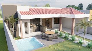 Casa nos Fundos do Terreno com Piscina | 2 Quartos | Terreno 12x20m | P87.2