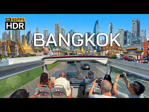 🇹🇭 4K HDR | Bangkok City Tour Bus Panorama Full Video | Amazing view bangkok  | Elephant Bus Tours