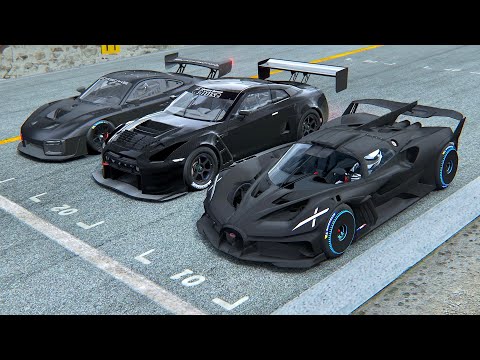 Bugatti Bolide Carbon Edition vs Nissan GTR Amuse vs Porsche 935 2020 Carbon - Drag Race