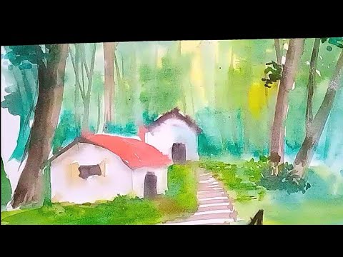 Watercolor landscape painting || by tapan India ||