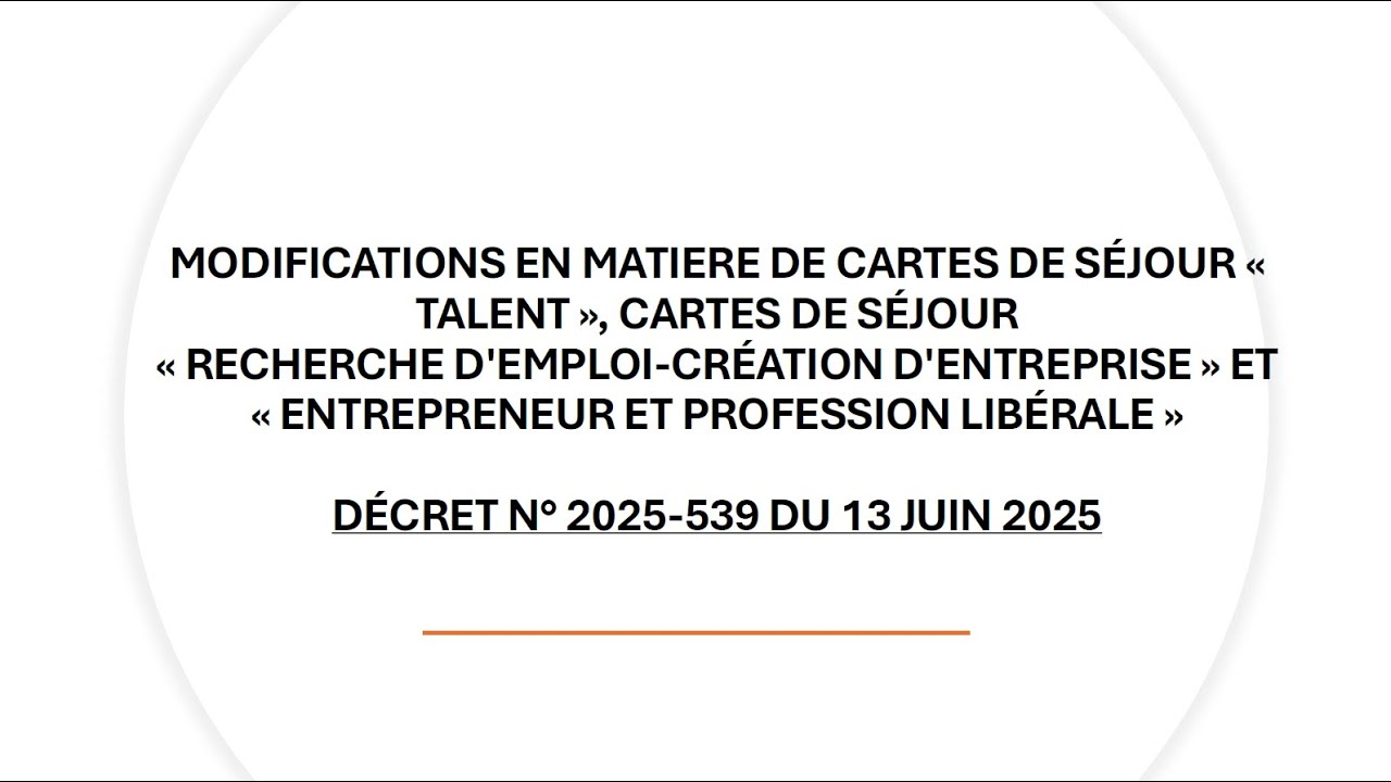 Modifications en matière de cartes de séjour talent