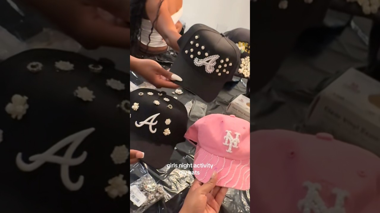 Girls Night Activity DIY Jewel Hats 🧢 💎#diyclothing #diyhat #diyactivities