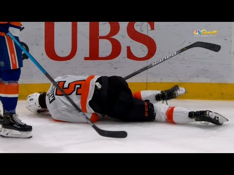 Philippe Myers Goes Shoulder First Into Boards