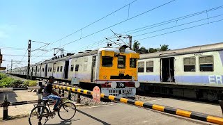 Swift EMU local trains crossing at the rail gate ! Indian Railways