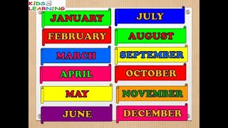 Months of the year with spellings I Months name in english for kids I Learn 12 months of the year