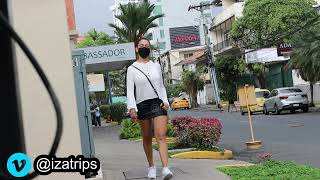 ✅ Panama City Central America White Sheer blouse walking [2022]