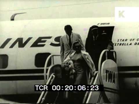 Marilyn Monroe and Arthur Miller Disembark Plane, 1950s Archive Footage