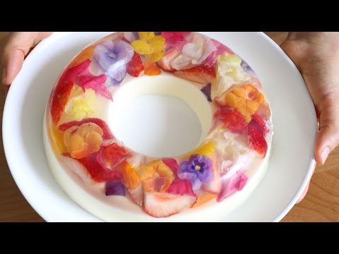 Colorful Edible Flower Jelly Pudding Cake 食べられる花のババロア