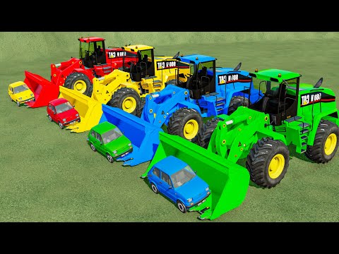 TRANSPORT OF COLORS! LOAD MINI CAR WITH MEGA CAT LOADERS! Farming Simulator 22