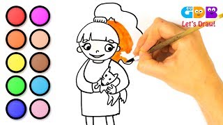 Drawing a Little Girl With a Fox On Her Arms — GreeDeeBoo Children&#39;s Channel