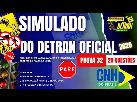 SIMULADO DO DETRAN OFICIAL 2026 - Novo EXAME  - PROVA 32 #simuladodetranoficial2026  #detran2026 ✅