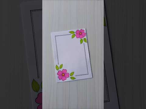 Pink Floral Corner Border Design | Lovely Notebook Frame/6 easy border/Priyanka Gunwal #shorts