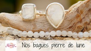 Bague pierre de lune argent ou laiton