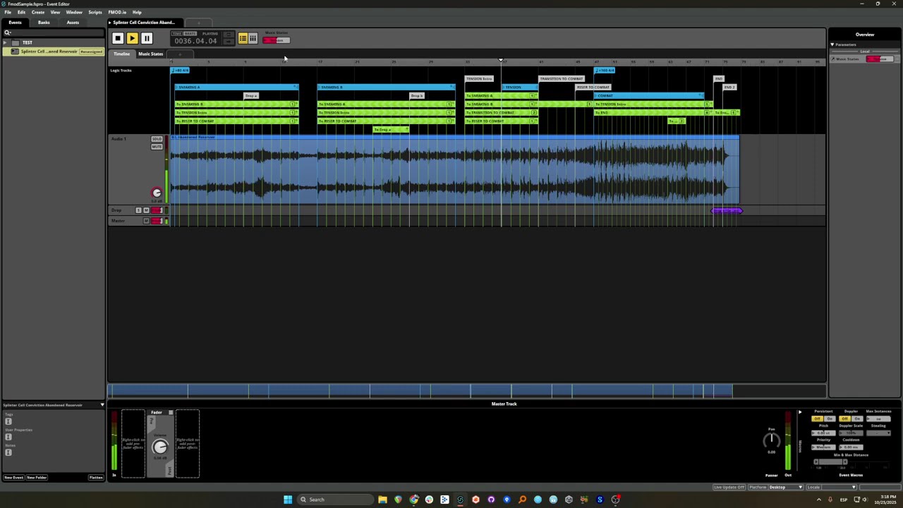 Splinter Cell Conviction I Music system in Fmod