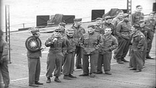 A sailor sends message from blinkers aboard the USS Wasp (CVS-18) in Virginia. HD Stock Footage