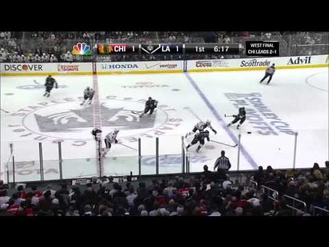 Bryan Bickell knuckle wrister goal 1-1. 6/6/13 Chicago Blackhawks vs LA Kings NHL Hockey