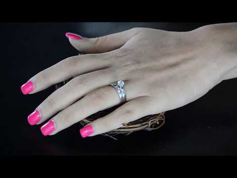 Three Stone Engagement Rings Bridal Set (2 Rings) (0.8 Ct. Twt.) -TwoBirch - ST-ENG-296-WG-DE