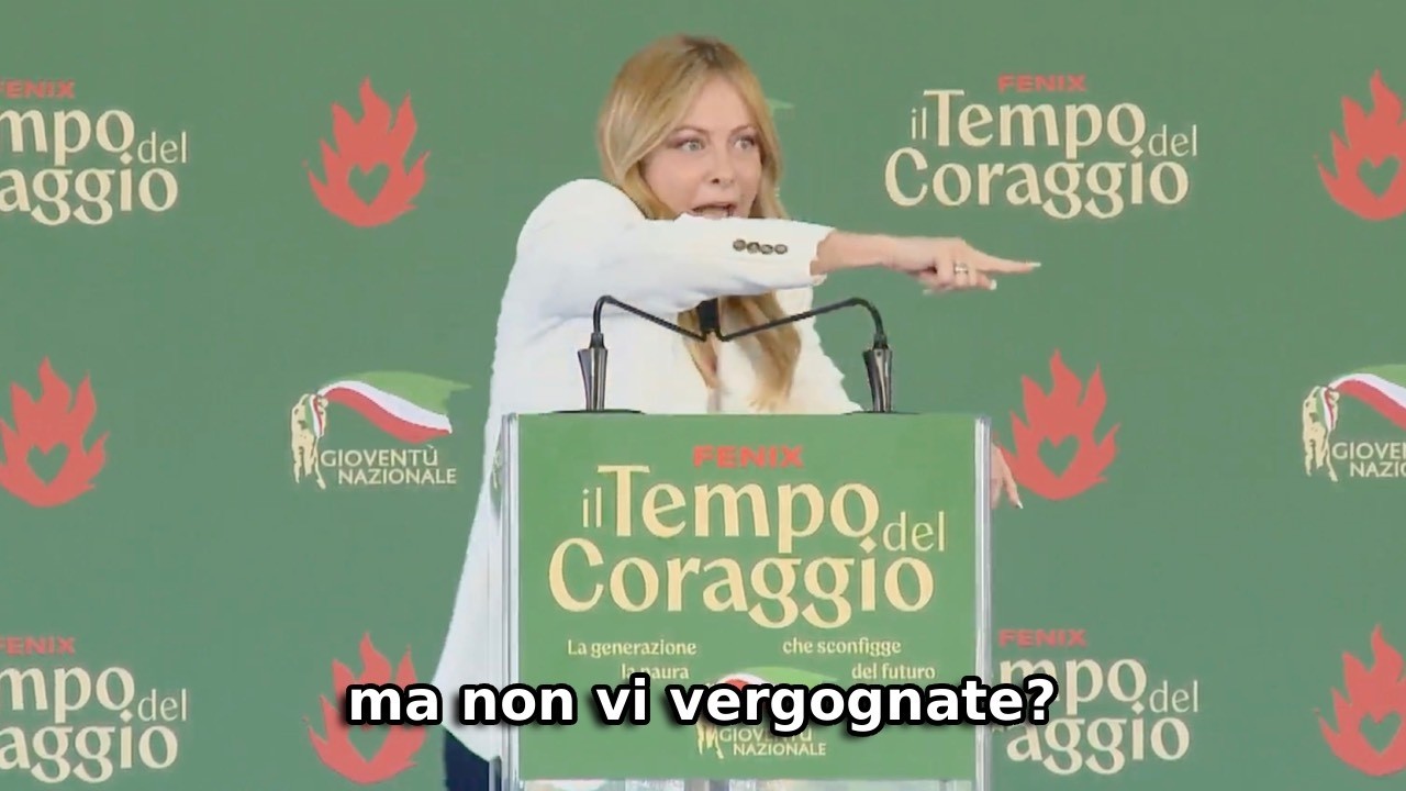 MELONI: "MA CON QUALE FACCIA LA SINISTRA PARLA DI CAMPAGNA ELETTORALE DOPO LO SCHIFO SUPERBONUS"
