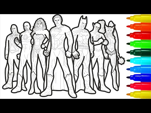 Justice League 3 Coloring Pages With Colored Markers For Young Children | Coloring Pages