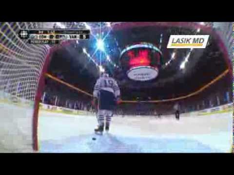 Canucks Vs Oilers Jason Garrison 6-2 Goal 10/05/13 [HD]