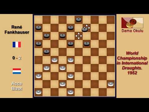 Acca Bizot (NLD) - René Fankhauser (FRA). Draughts World Championship. 1952.