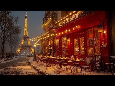 Paris Winter Street Café Jazz ☕ Romantic Winter Street Café Ambience & Relaxing Jazz