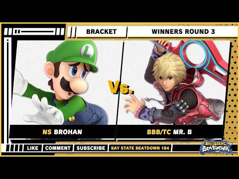 Bay State Beatdown 184 - Winners Round 3 - Brohan (Luigi) VS Mr. B (Shulk) - SSBU Singles