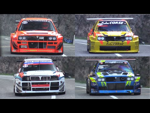 4x Lancia Delta Integrale EVO Hillclimb MONSTER! - 600HP Turbo Engine Sound!