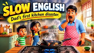 SLOW ENGLISH for Beginners | Dad’s First Kitchen | Learn English Through Story | English Woke Corner