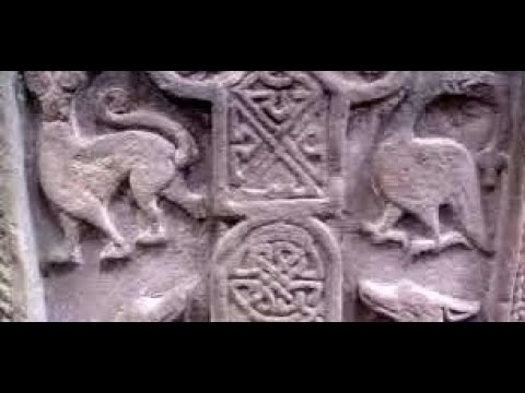 Pictish Cross Slab Carved Symbol Stone With Music On History Visit To Meigle Perthshire Scotland