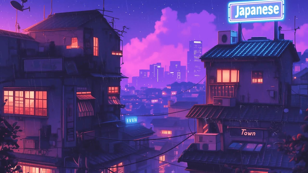 Nostalgic Lofi Hip Hop Beats 📀 1980s & 90s Retro Vibes & Japanese Town Ambience 🌆 Lofi Rain Playlist