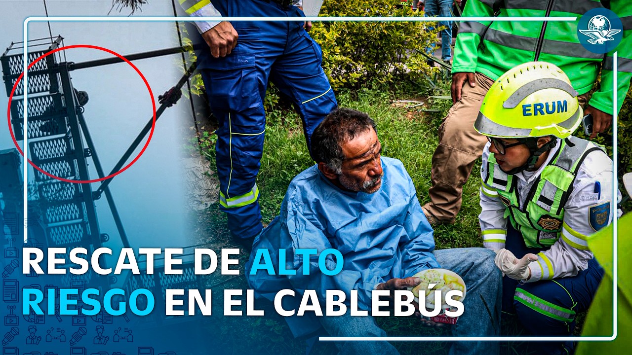 Sujeto sube a una torre del Cablebús; ERUM y bomberos logran rescatarlo