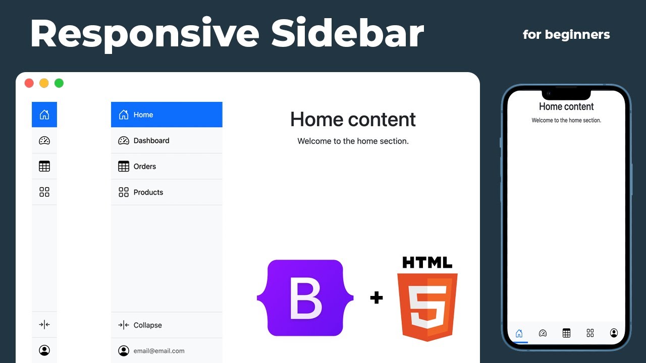 Learn Bootstrap 5: Create a Stunning Collapsible Sidebar + Mobile Responsive!