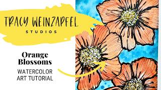 Bold Orange Watercolor Flowers (Mixed Media Art Journal Page Tutorial)