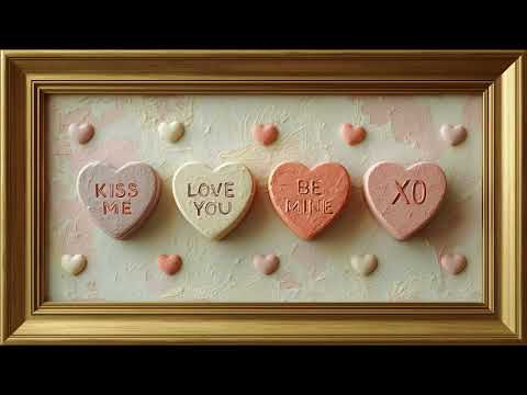 Romantic Conversation Hearts 🩷 l Framed TV Art l 2 hour loop