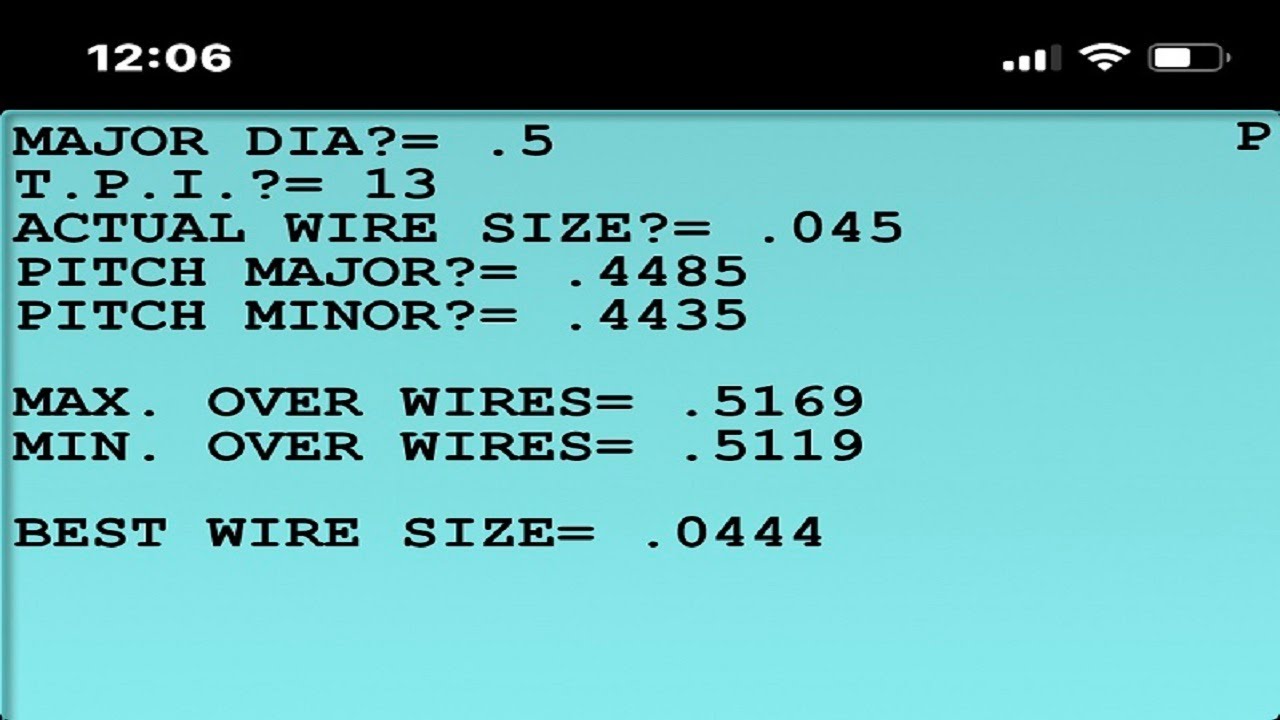 Thread Calculator Program