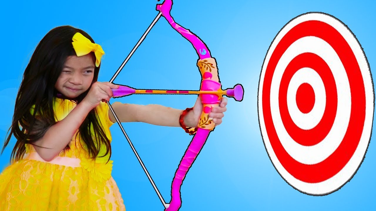 Watch video Emma Pretend Playing with Bow & Arrow Toy at Kids CARNIVAL Games Now Emma Pretend Playing with Bow & Arrow Toy at Kids CARNIVAL Games