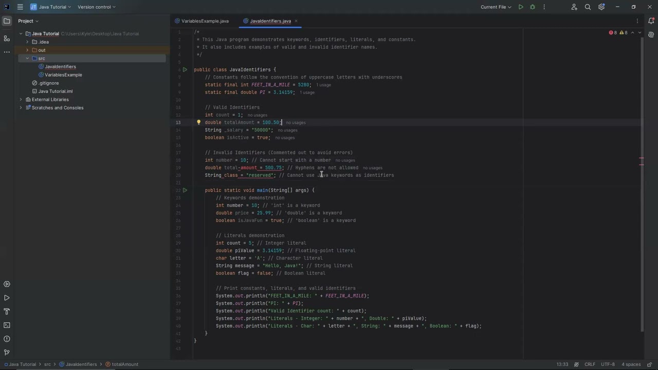 Java Keywords, Identifiers, Literals & Constants | Beginner's Guide