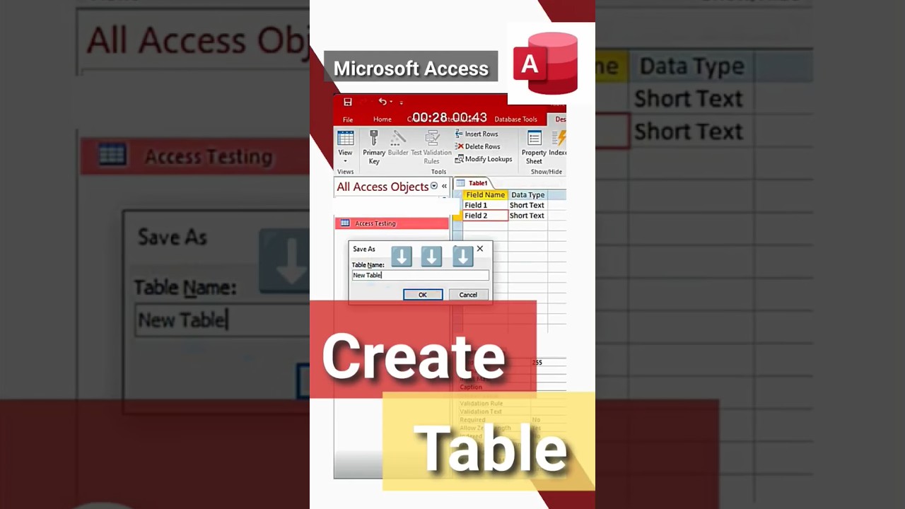 Create New Table in Access | How to Create | Microsoft Access Tutorial