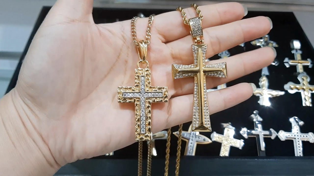 Customized stainless steel jesus cross pendant necklace for men