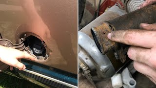 fixing a LEAKING “fuel filler neck” (gmc truck) sierra