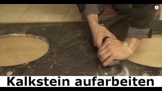 Kalkstein Waschtisch aufarbeiten und polieren - Stein-Doktor