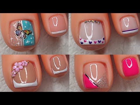 4 MODELOS DE UÑAS FÁCILES Y SENCILLOS 😍🦶🙌🏻